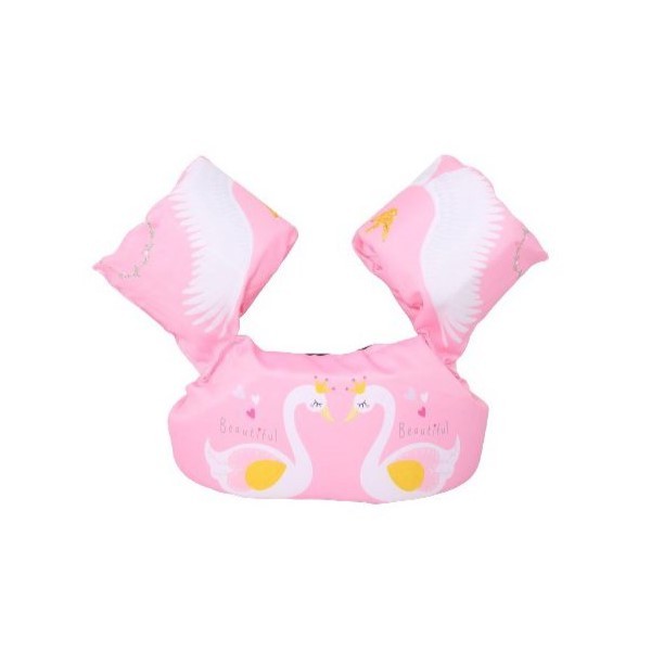 Colace si Piscine - Vesta de salvare pentru copii cu aripioare de inot, , Roz, Model lebede