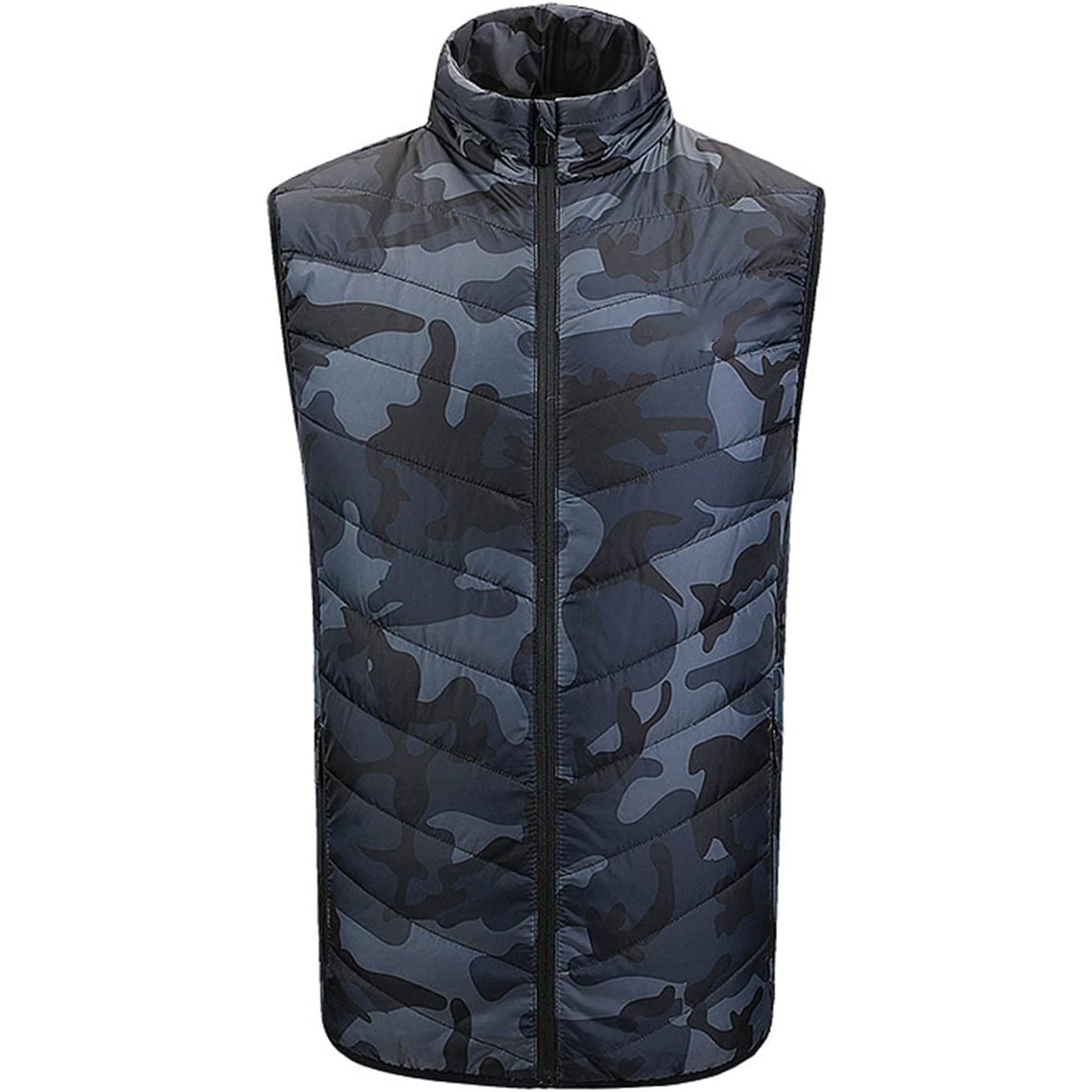 ✨TOATE PRODUSELE✨ - Vesta cu Incalzire, , Unisex, 2 Zone de Incalzire, Umplutura Bumbac, 3 Trepte de Temperatura, Incarcare USB, Albastru, 74 - 84 kg, Marime XXXL