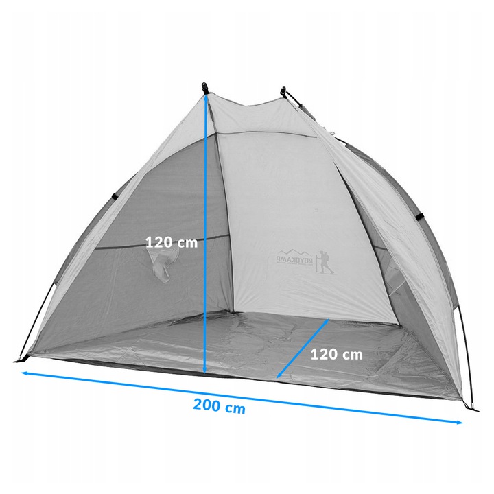 Cort plaja pentru 2 persoane, cu protectie UV si podea izolanta, 200x120x120 cm, albastru [2]