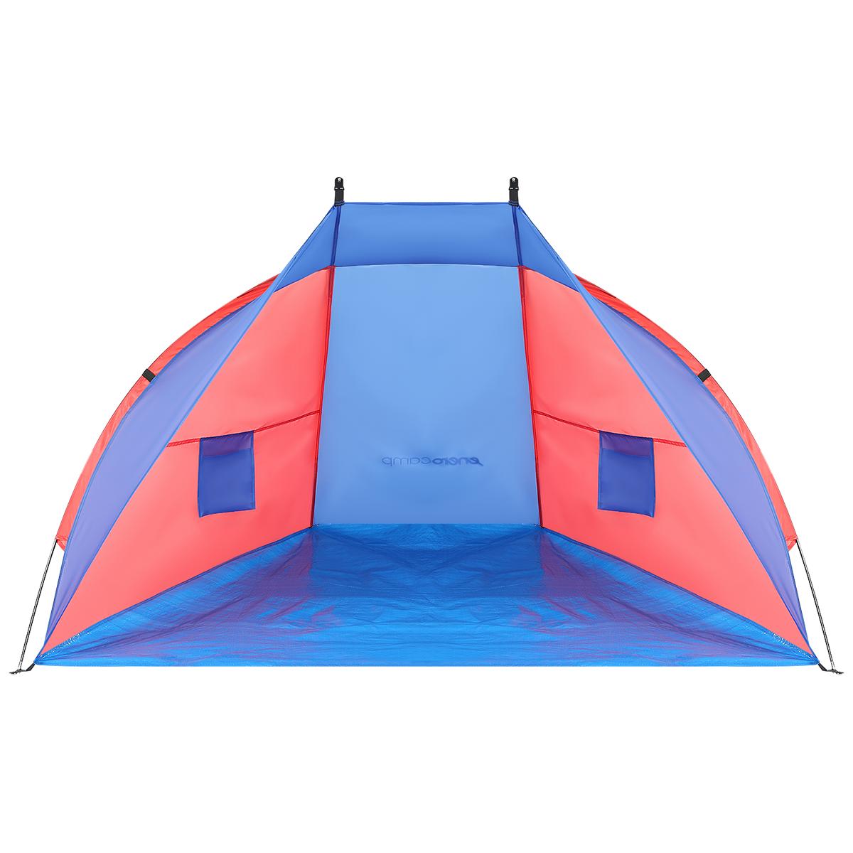 Corturi plaja - Cort plaja pentru 2 persoane, cu protectie UV si podea izolanta, 200x120x120 cm, albastru si roz