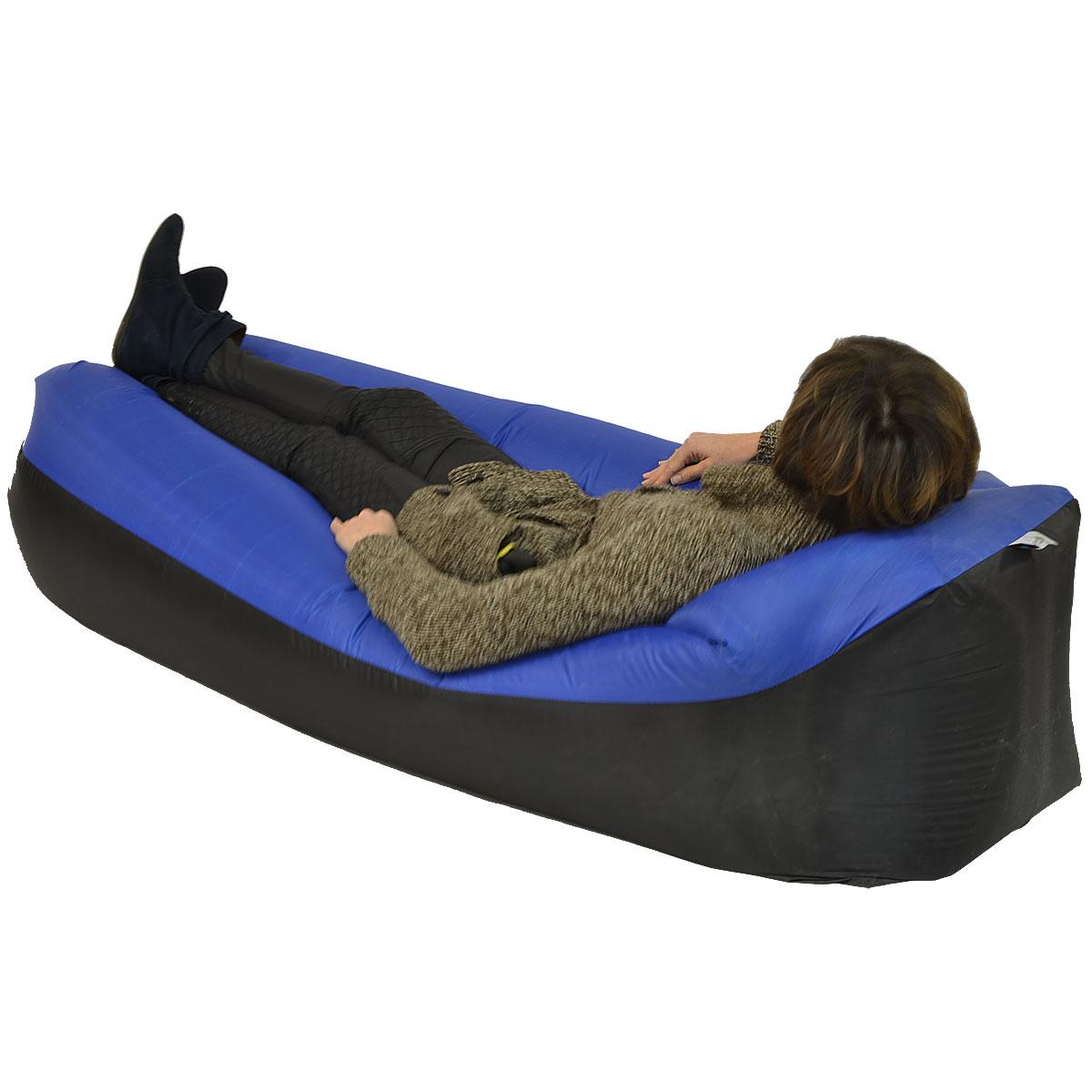 Saltea gonflabila pentru plaja cu pliere rapida, maxim 180kg, 180x70x50 cm, bleumarin si negru [7]