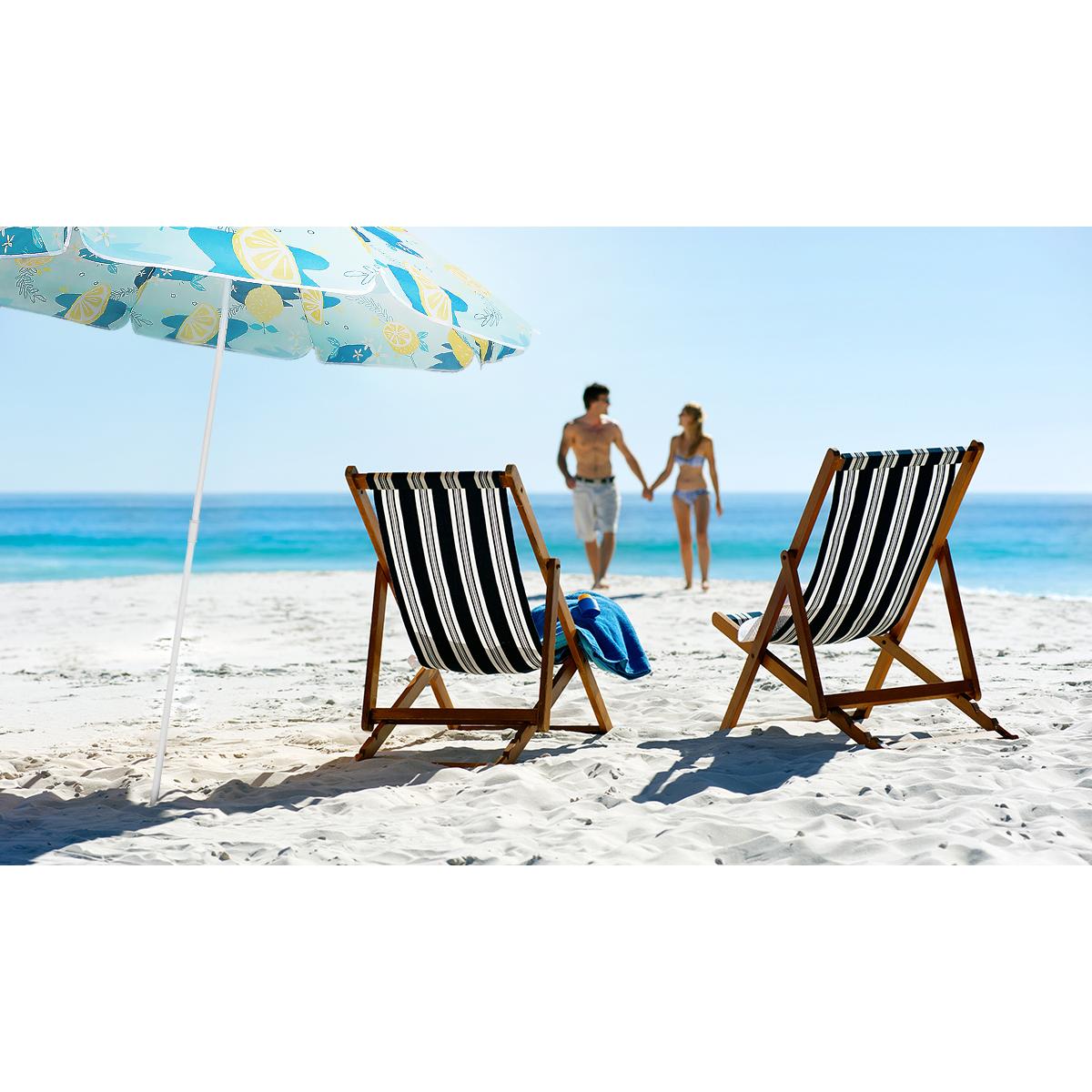 Umbrela de plaja 160 cm cu structura metalica, inclinare reglabila si husa transport, albastru si galben [4]