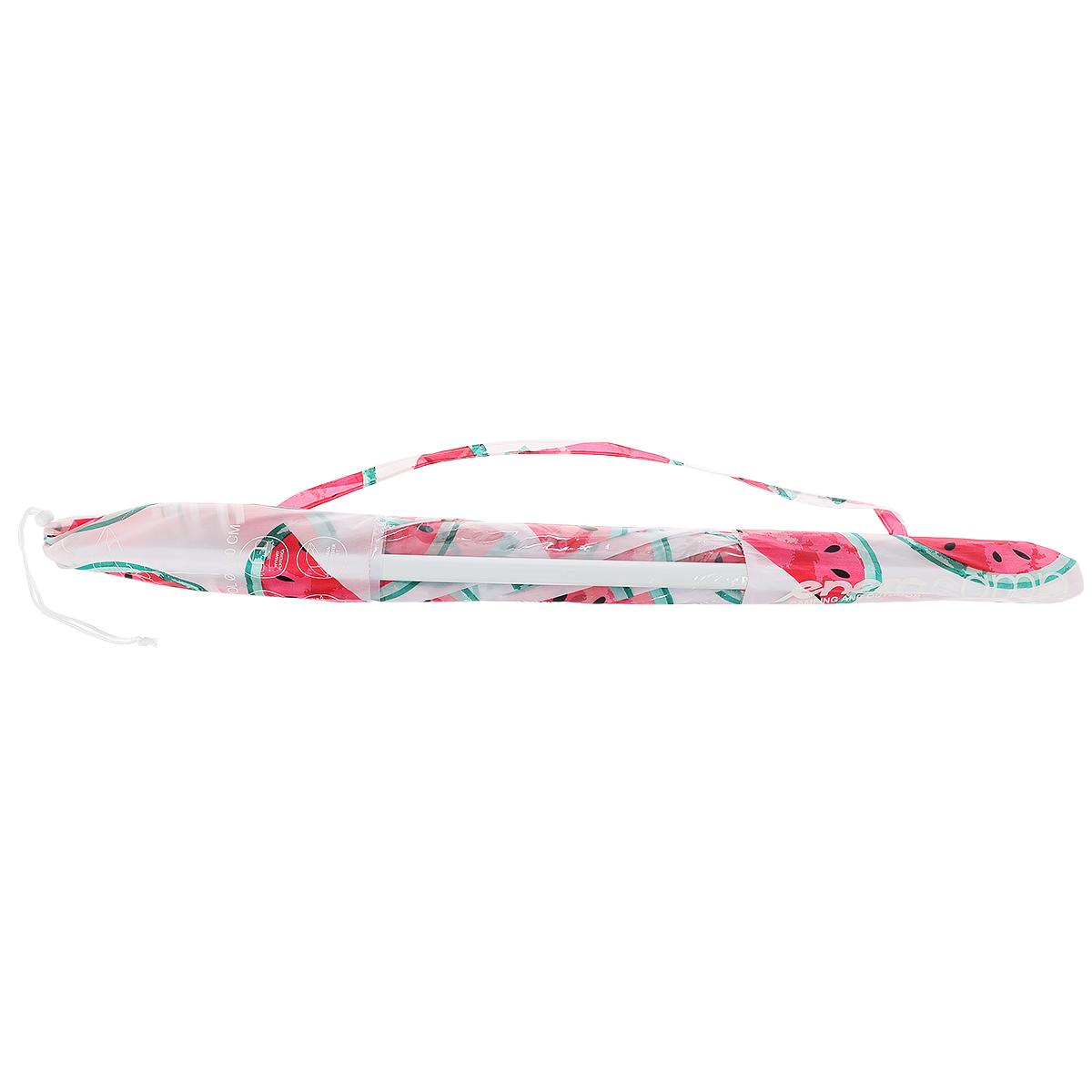 Umbrela de plaja 160 cm cu structura metalica, inclinare reglabila si husa transport, alb si rosu [6]