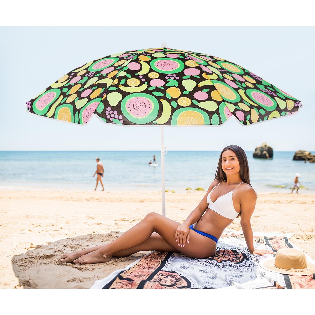 Umbrela de plaja 160 cm cu structura metalica, inclinare reglabila si husa transport, multicolor [3]