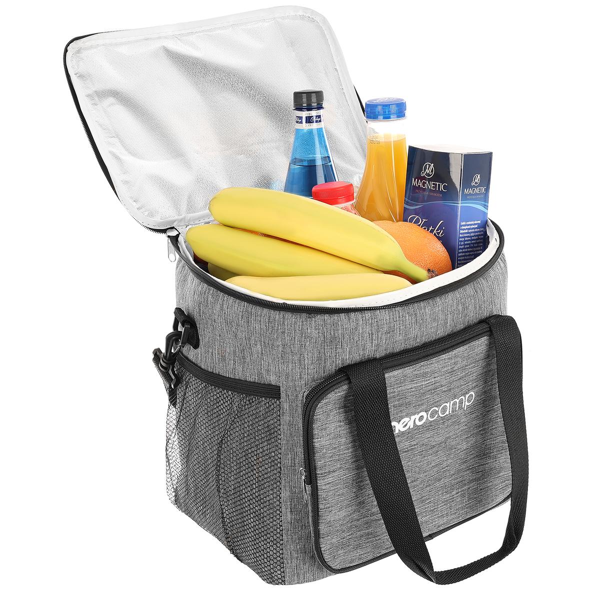 Geanta termoizolanta 18L, cu buzunare exterioare si curea reglabila, 29x23x27 cm, gri [5]