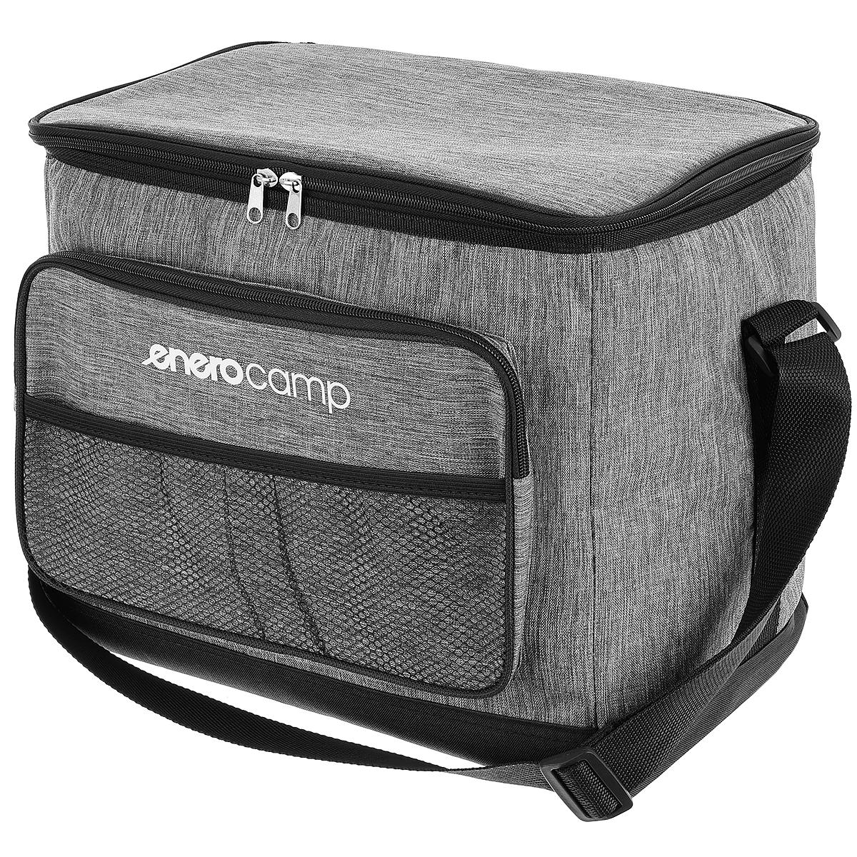 CAMPING - Geanta termica 25L cu buzunare frontale, strat interior PEVA si curea reglabila, 34x24x30 cm, gri