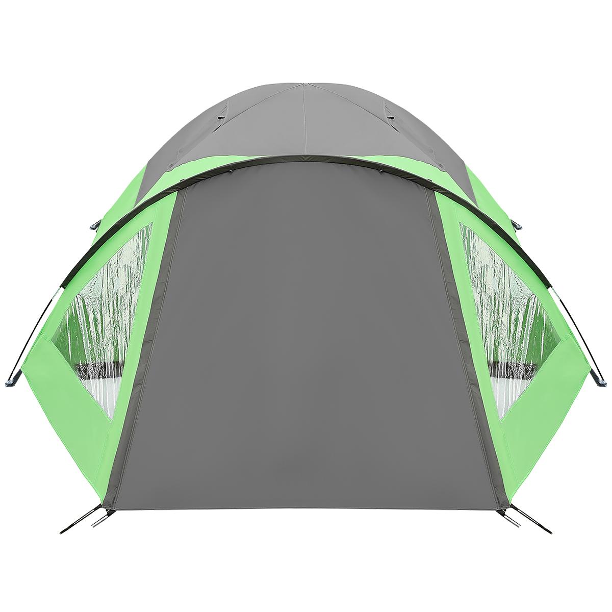 Cort camping 4 persoane cu antreu, protectie UV, impermeabil 3000 mm, 330x250x105 cm, gri [18]