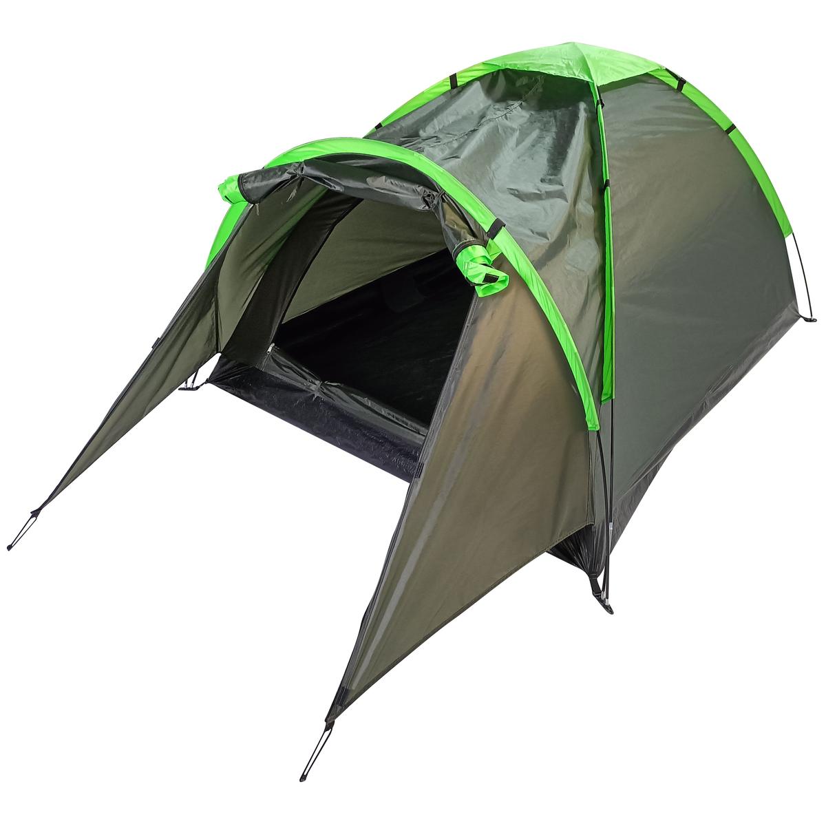 Cort camping 2 persoane cu veranda, impermeabil 3000 mm, 275x150x105 cm, verde [8]
