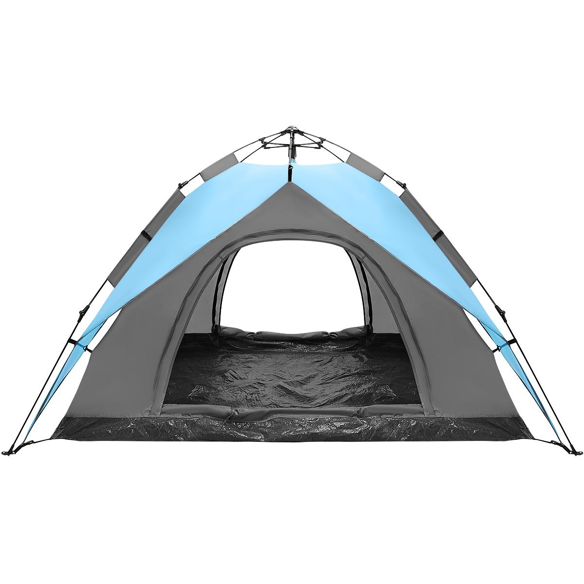 Cort camping 3 persoane, automat cu sistem pop-up, 2 intrari, 2000 mm, 210x180x140 cm, albastru [13]