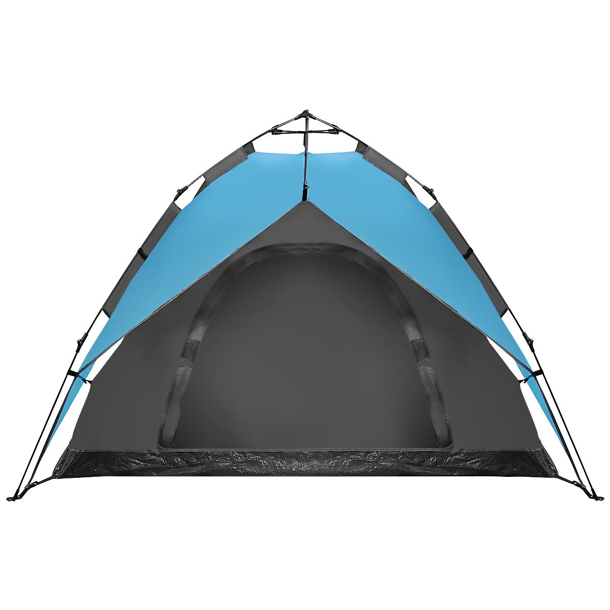 Cort camping 3 persoane, automat cu sistem pop-up, 2 intrari, 2000 mm, 210x180x140 cm, albastru [14]