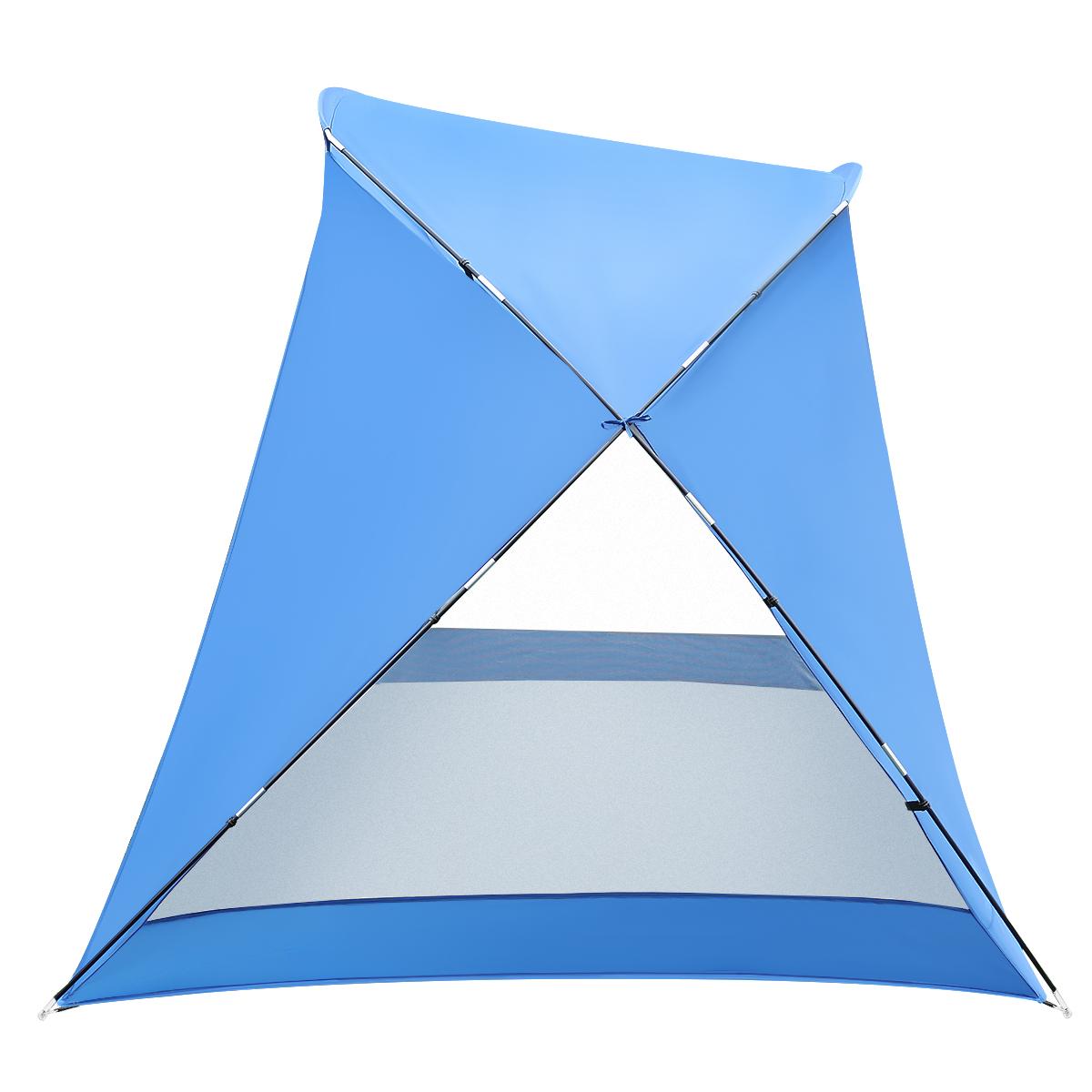 Cort plaja pentru 4 persoane, cu podea, protectie UV, 273x195x177 cm, albastru [9]