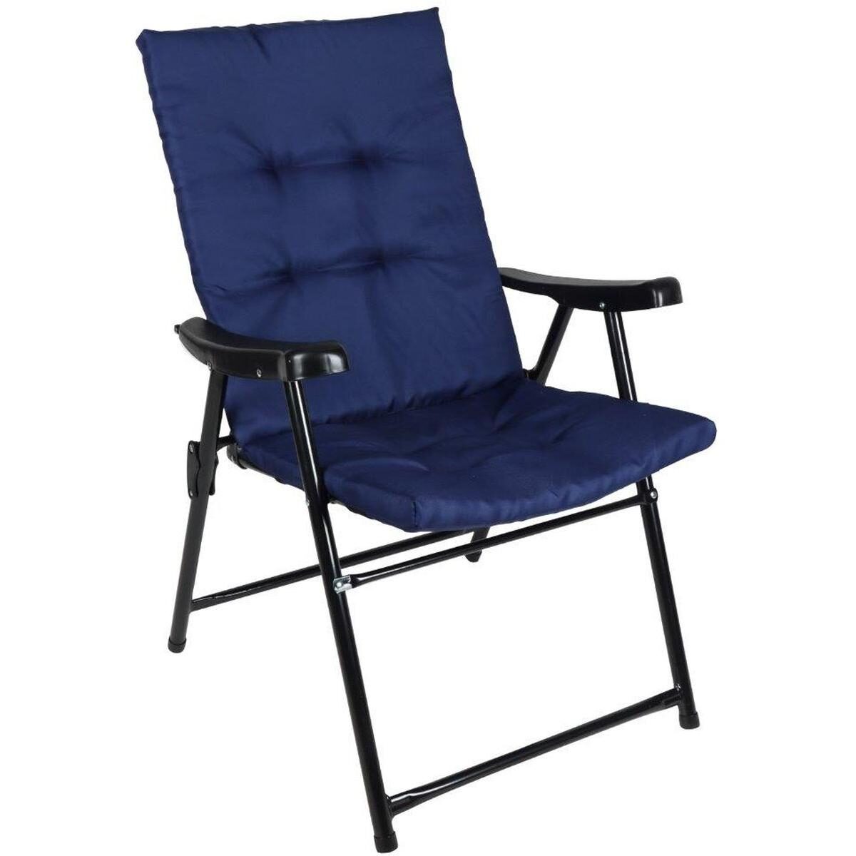 MOBILIER GRADINA - Scaun pliabil de gradina cu perna, structura metalica, 59x66x90 cm, albastru