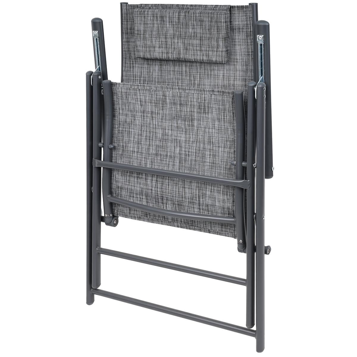 Set 2 scaune reglabile de gradina cu tetiera, textilene si cadru metalic, 57x68x106 cm, gri [3]