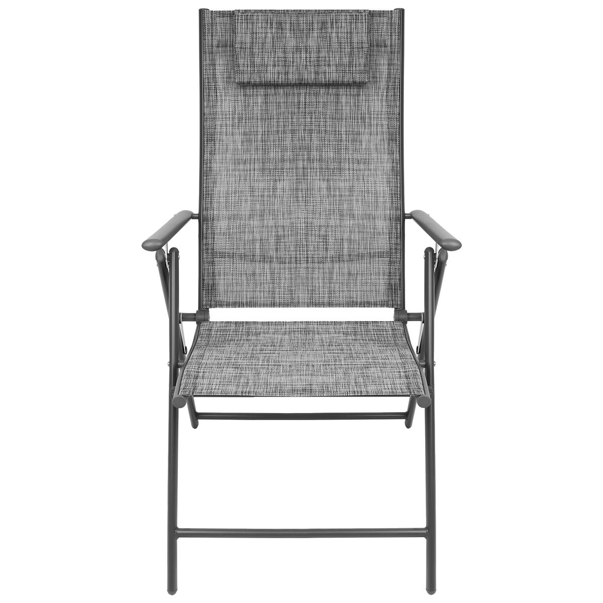 Set 2 scaune reglabile de gradina cu tetiera, textilene si cadru metalic, 57x68x106 cm, gri [7]