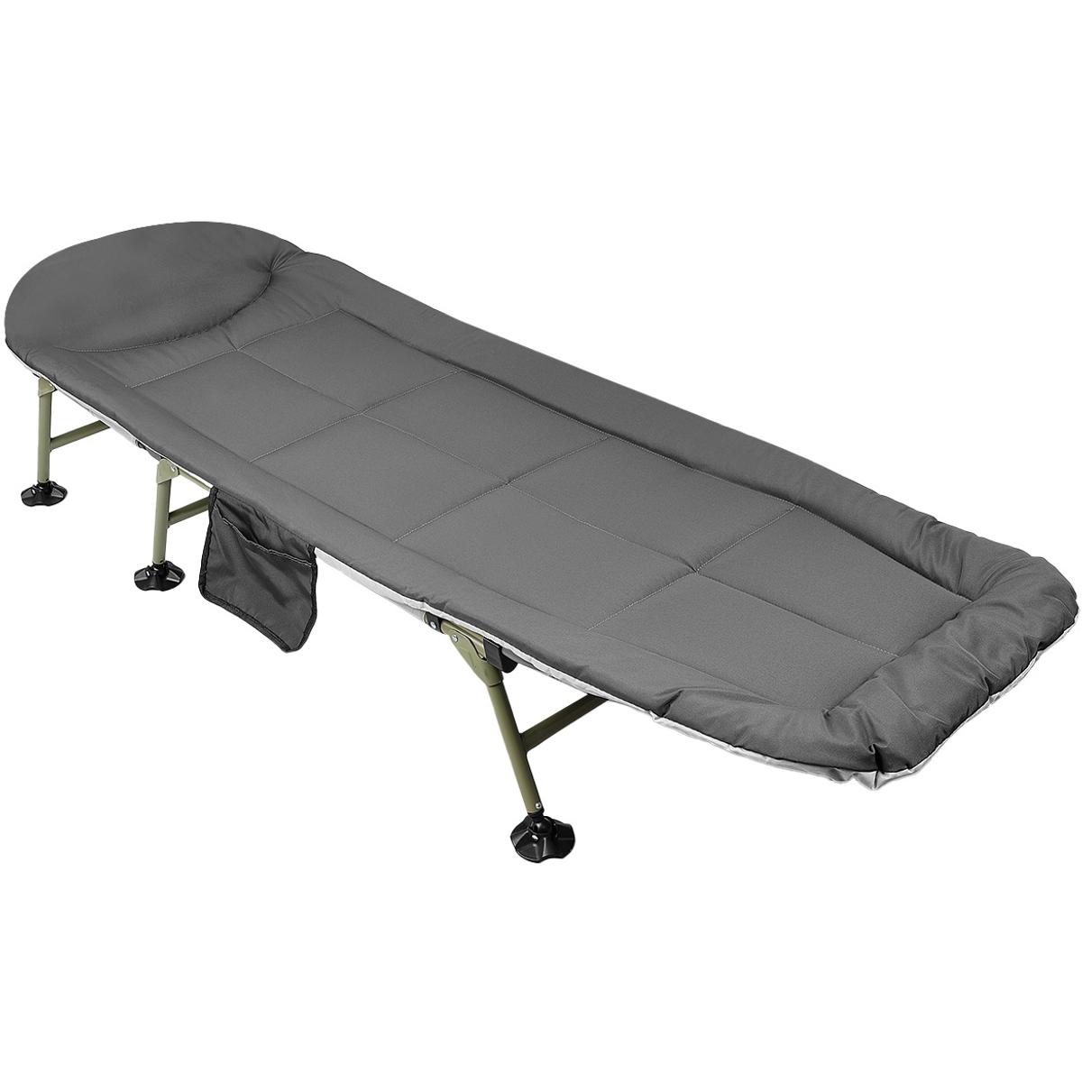 Pat camping turistic, pliabil, Deluxe cu spatar reglabil, maxim 150kg, 190x64x30 cm, gri [2]