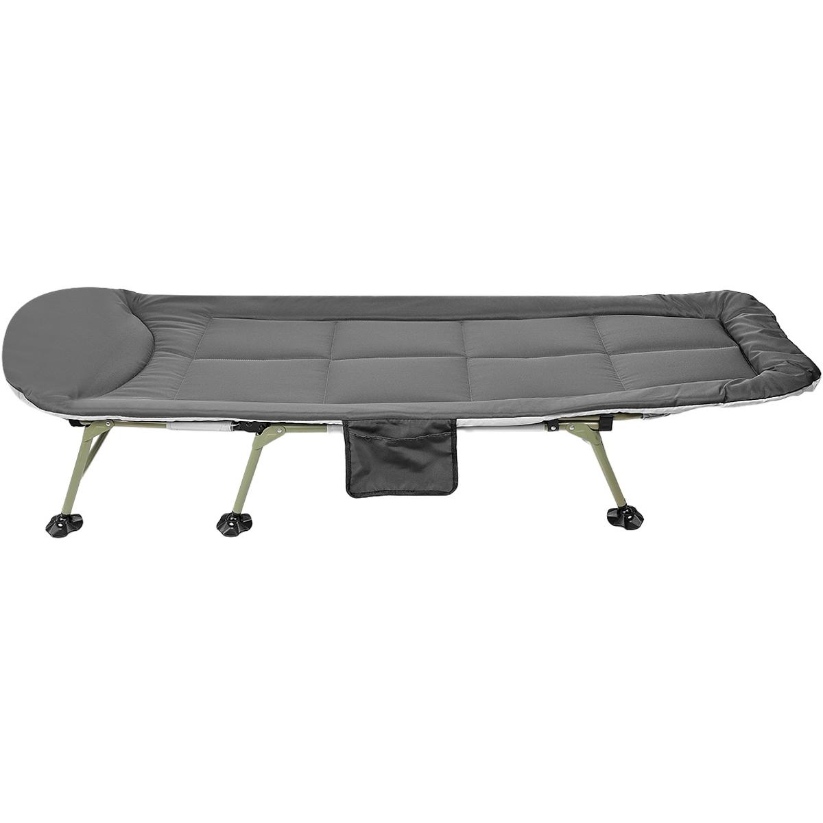 Pat camping turistic, pliabil, Deluxe cu spatar reglabil, maxim 150kg, 190x64x30 cm, gri [3]