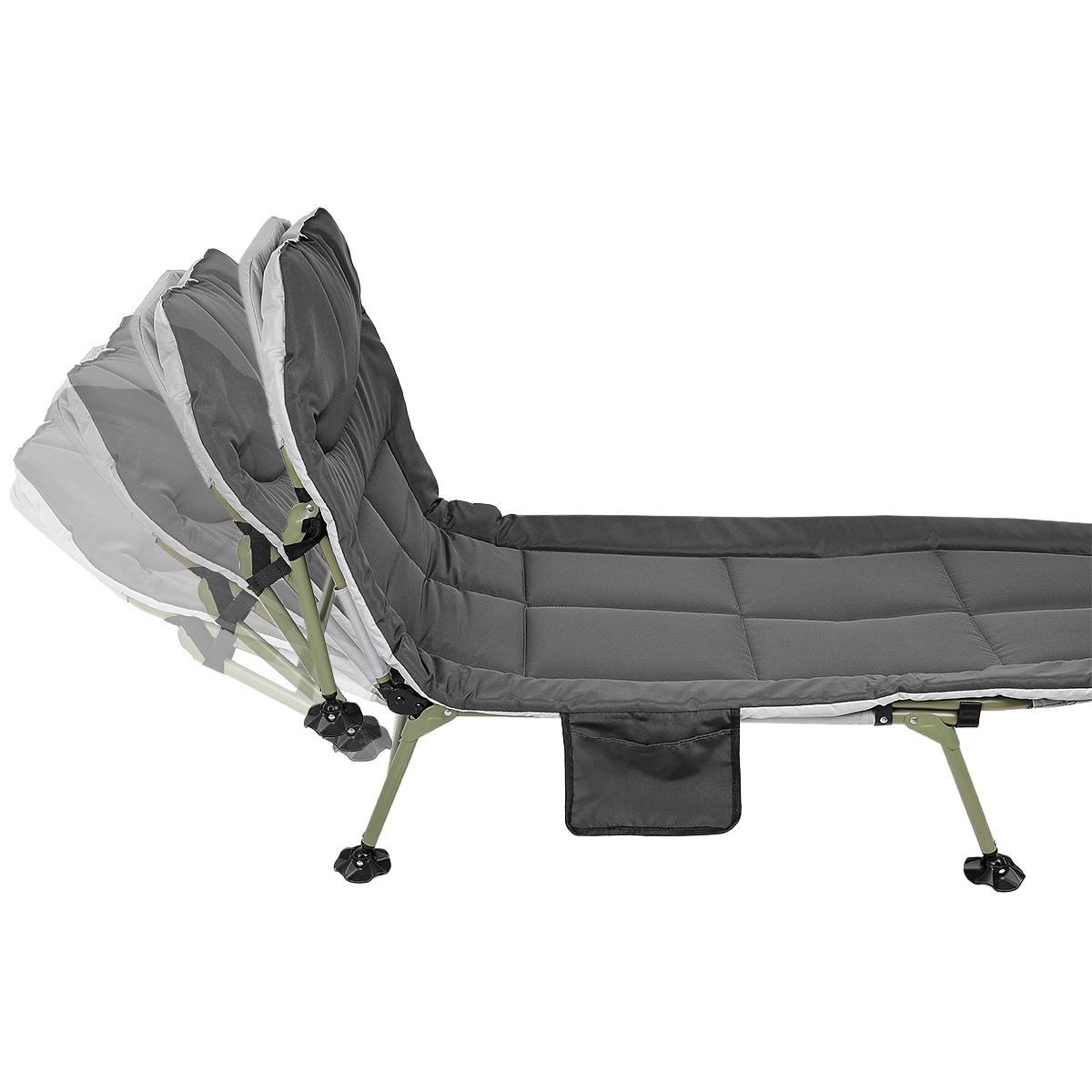 Pat camping turistic, pliabil, Deluxe cu spatar reglabil, maxim 150kg, 190x64x30 cm, gri [4]