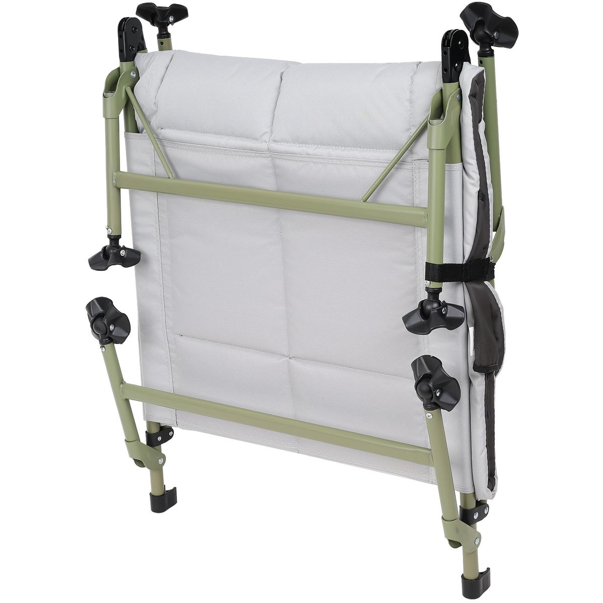 Pat camping turistic, pliabil, Deluxe cu spatar reglabil, maxim 150kg, 190x64x30 cm, gri [5]