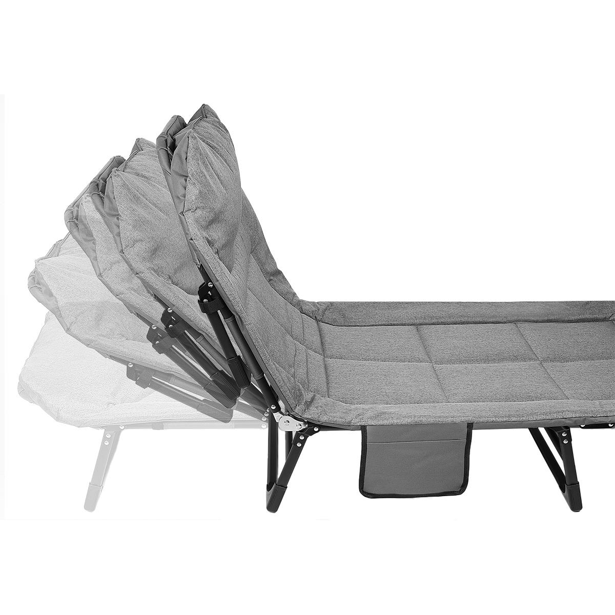 Pat pliabil camping Deluxe Trip cu spatar reglabil tip sezlong, 200x65x29 cm, gri [5]