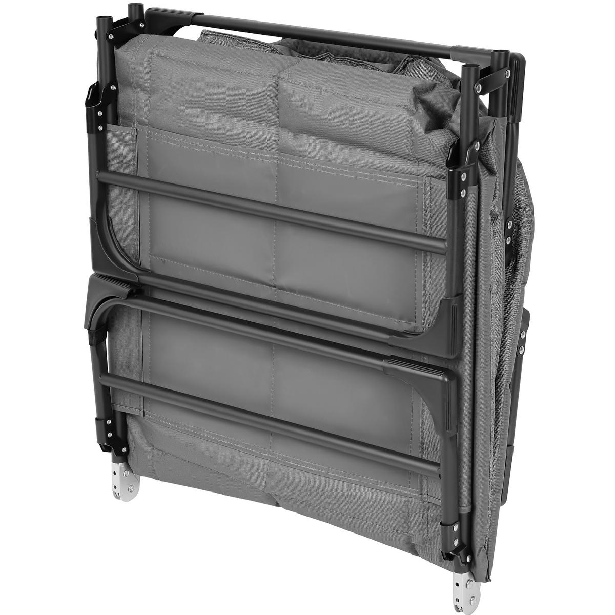 Pat pliabil camping Deluxe Trip cu spatar reglabil tip sezlong, 200x65x29 cm, gri [6]