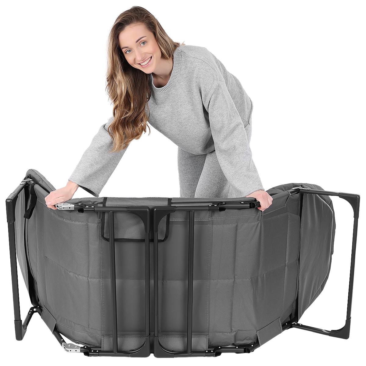 Pat pliabil camping Deluxe Trip cu spatar reglabil tip sezlong, 200x65x29 cm, gri [8]