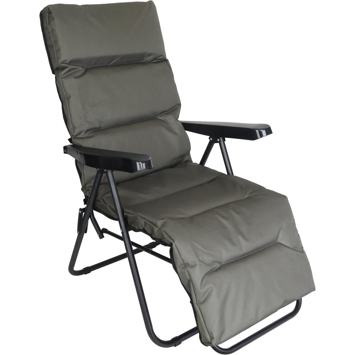 Scaun de gradina cu perna, reglaj pe pozitii, cadru metalic pliabil, 57x83x106 cm, gri [9]