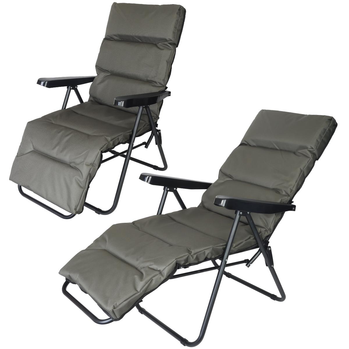 Scaun de gradina cu perna, reglaj pe pozitii, cadru metalic pliabil, 57x83x106 cm, gri [8]