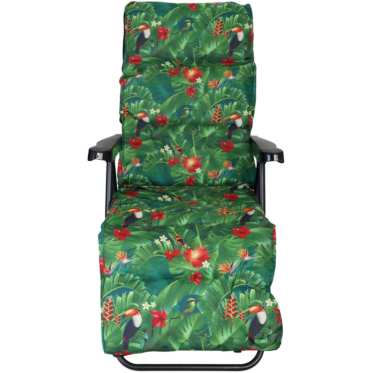 Scaun de gradina cu perna, reglaj pe pozitii, cadru metalic pliabil, 57x83x106 cm, multicolor [4]