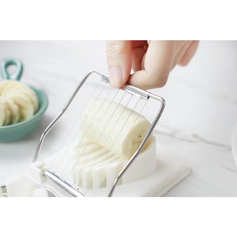 Feliator multifunctional pentru oua, mozzarela, fructe, 2 forme de feliere, agatatoare, 20 cm, Alb [7]