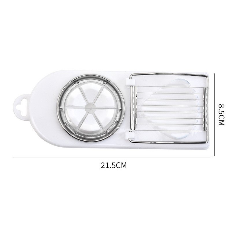 Feliator multifunctional pentru oua, mozzarela, fructe, 2 forme de feliere, agatatoare, 20 cm, Alb [6]