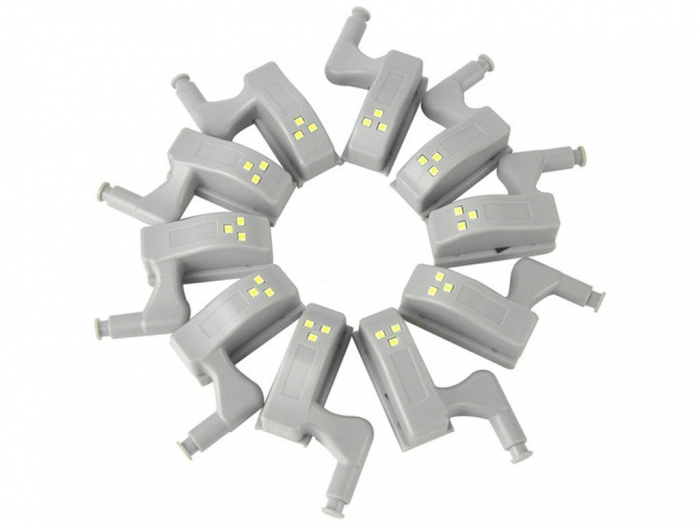 Set 2x Lampa cu Bec LED smd pentru Balamale Mobila 12V, Baterii Incluse, Universal, Gri [13]