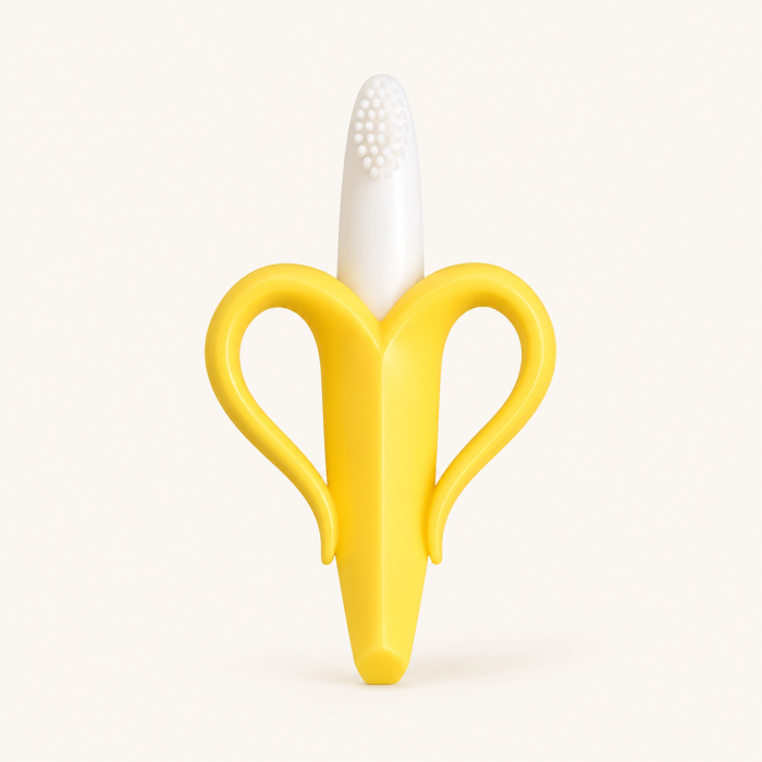 Jucarie pentru Dentitie Bebelusi Banana din Silicon, Suprafata Texturata, 10.5 x 5.9 cm, Galben - ORIGINAL DEALS [2]