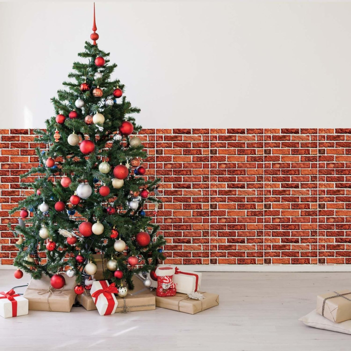 10 x Placi Tapet Autocolant 3D cu Imitatie de Caramida, pentru Perete Bucatarie Sufragerie, Usor de Curatat, Rezistent la Apa, Autoadeziv, 30x30 cm, Rosu [4]