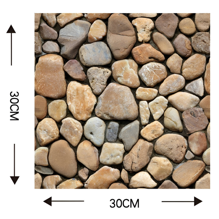 10 x Placi Tapet Autocolant 3D cu Imitatie de Pietre, pentru Perete Bucatarie Sufragerie, Usor de Curatat, Rezistent la Apa, Autoadeziv, 30x30 cm, Maro [5]