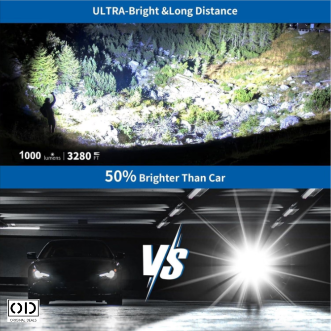 Lanterna LED P50 ORIGINAL DEALS, 1500 lm, zoom telescopic, acumulator 3200 mAh, IP44, negru [12]