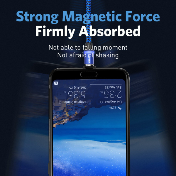 Cablu Textil USB Fast & Safe Charging 3.6A cu Mufa Magnetica 360° Cablu de date telefoane Cablu de incarcare telefon [3]