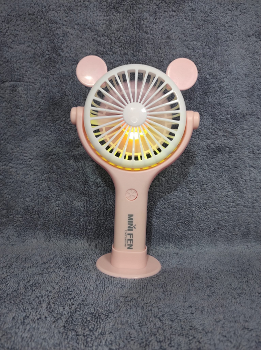 Ventilator 2in1 de Mana sau Birou, Foarte Puternic cu Acumulator Intern si Incarcare la USB, cu Lumini LED, Premium, Roz, Calitate Premium, Design Profesional | Original Deals [3]