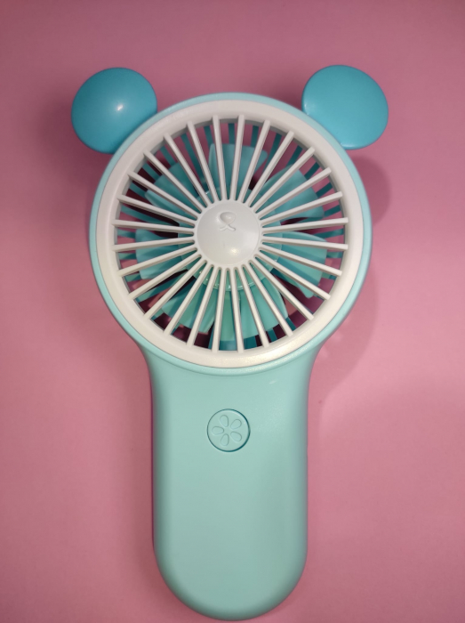 Ventilator de Mana Foarte Puternic cu Acumulator Intern si Incarcare la USB, cu Lumini LED, Premium, Albastru [2]