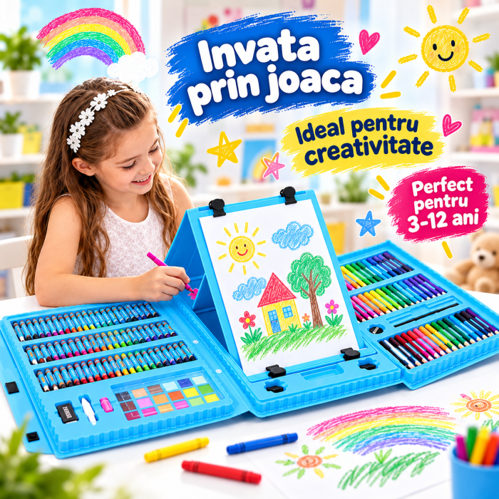 Set 208 Piese pentru Pictura si Desen, Servieta Albastra, 3-12 Ani - ORIGINAL DEALS [3]