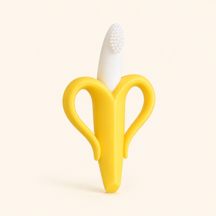 Jucarie pentru Dentitie Bebelusi Banana din Silicon, Suprafata Texturata, 10.5 x 5.9 cm, Galben - ORIGINAL DEALS [4]