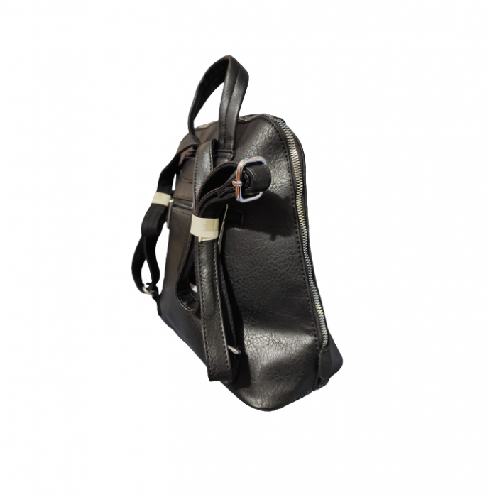 Ghiozdan cu 5 Buzunare si Bretele Ajustabile din Piele Ecologica Negru, Model Deosebit Premium [4]