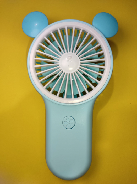 Ventilator de Mana Foarte Puternic cu Acumulator Intern si Incarcare la USB, cu Lumini LED, Premium, Albastru [4]