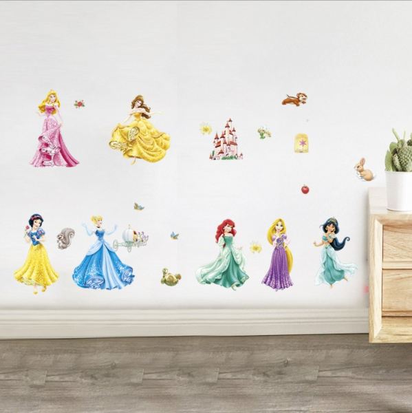 Set Sticker Autocolant 7 Printese Ariel, Rapunzel, Alba ca Zapada, Jasmine, Cenusareasa, Frumoasa din Pardurea Adormita, Frumoasa si Bestia, Bell [3]