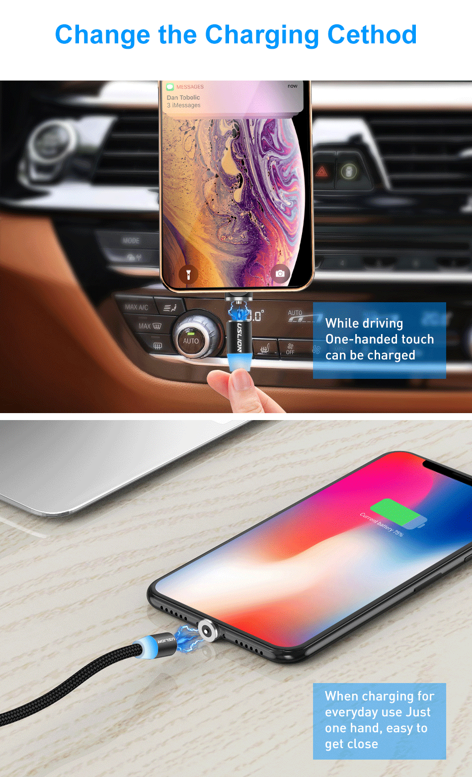 Cablu Textil USB Fast & Safe Charging 3.6A cu Mufa Magnetica 360° Cablu de date telefoane Cablu de incarcare telefon [25]