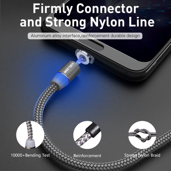Cablu Textil USB Fast & Safe Charging 3.6A cu Mufa Magnetica 360° Cablu de date telefoane Cablu de incarcare telefon [44]