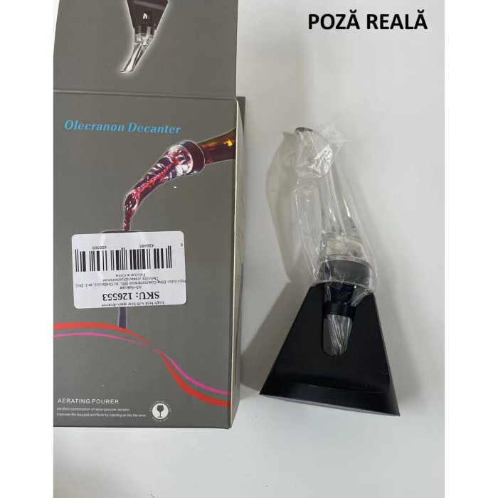 Aerator cu Turnator de Vin 2in1, , Decantare, Anti-Picurare, Fara Scurgere, 18x10x8cm, Negru [7]