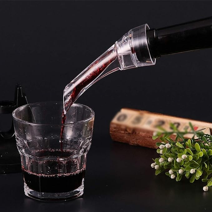Aerator cu Turnator de Vin 2in1, , Decantare, Anti-Picurare, Fara Scurgere, 18x10x8cm, Negru [4]
