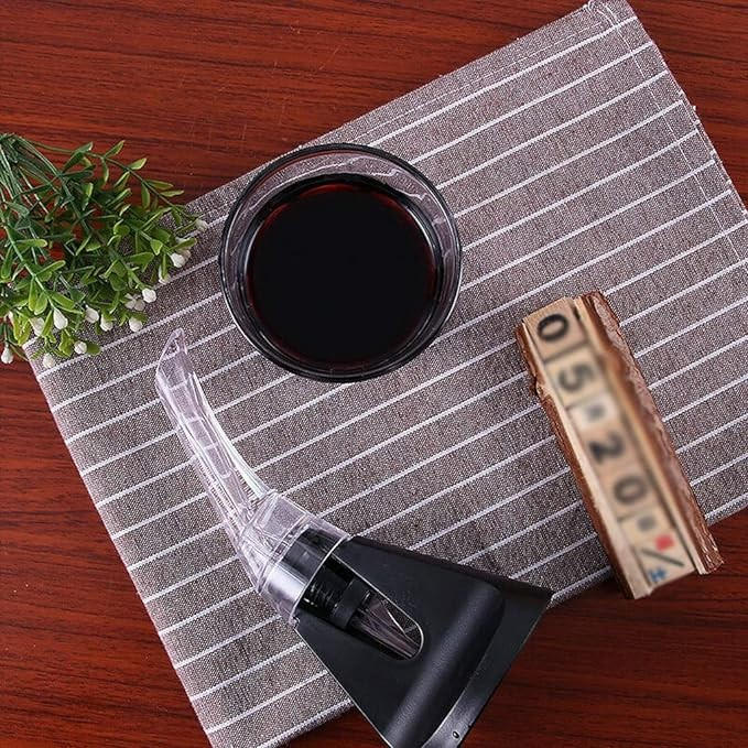 Aerator cu Turnator de Vin 2in1, , Decantare, Anti-Picurare, Fara Scurgere, 18x10x8cm, Negru [3]