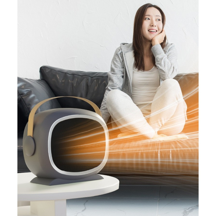 Aeroterma cu Incalzire Ceramica PTC, , din ABS, Oprire Automata, Protectie Supraincalzire, 700/1200W, 220V, 21 x 16 x 11 cm, Gri [5]