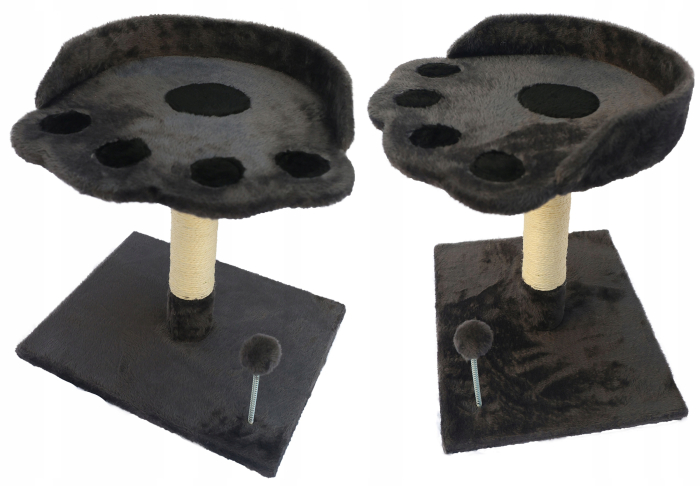 Ansamblu de joaca pentru pisici, cu culcus si loc pentru zgariat, minge, 48cm, gri inchis [6]